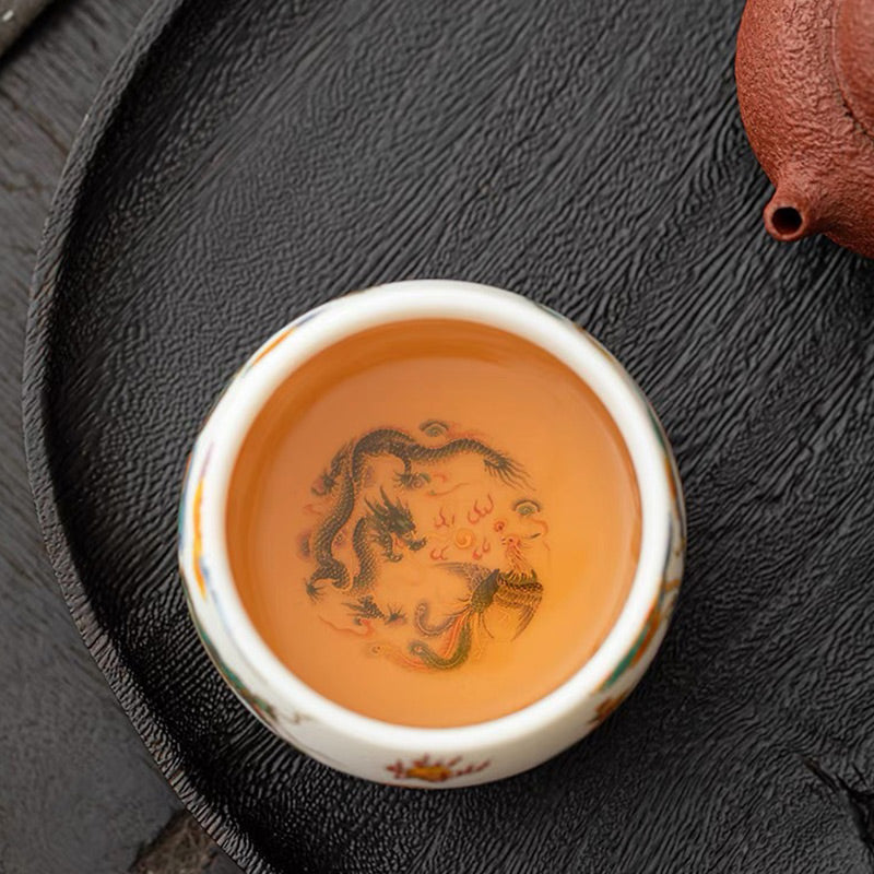 Taza de té de cerámica con nubes propicias, dragón, Fénix, Buddha Stones, taza de té de Kung Fu - image 6