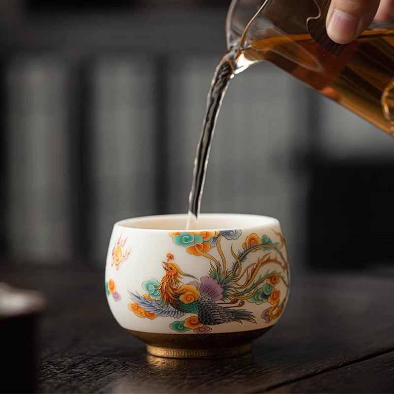 Taza de té de cerámica con nubes propicias, dragón, Fénix, Buddha Stones, taza de té de Kung Fu - image 9