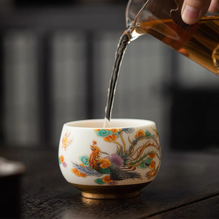 Taza de té de cerámica con nubes propicias, dragón, Fénix, Buddha Stones, taza de té de Kung Fu - image 9
