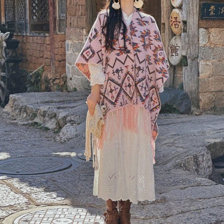 Buddha Stones , patrón geométrico a rayas, bufanda de punto de viaje acogedora para invierno - image 10