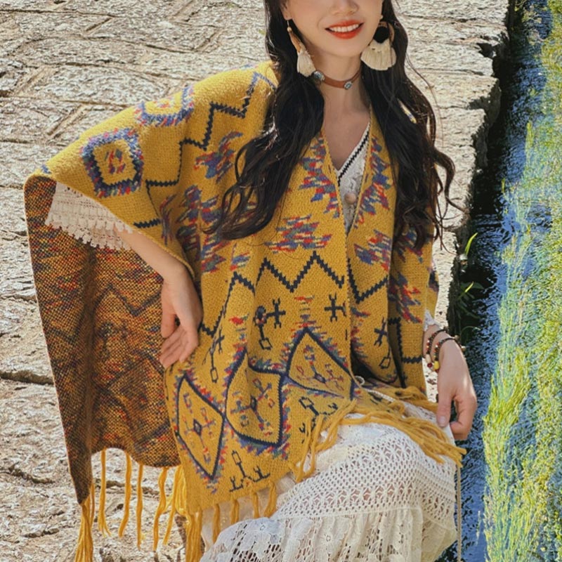 Buddha Stones , patrón geométrico a rayas, bufanda de punto de viaje acogedora para invierno - image 1