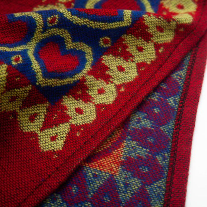 Mantón tibetano de Buddha Stones , capa con capucha y borla de corazón de amor rojo, bufanda de viaje acogedora para invierno - image 18
