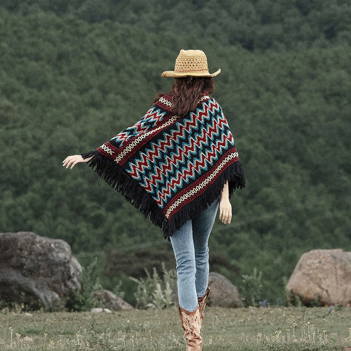 Buddha Stones, jersey de punto a rayas con borlas, bufanda de viaje acogedora para invierno