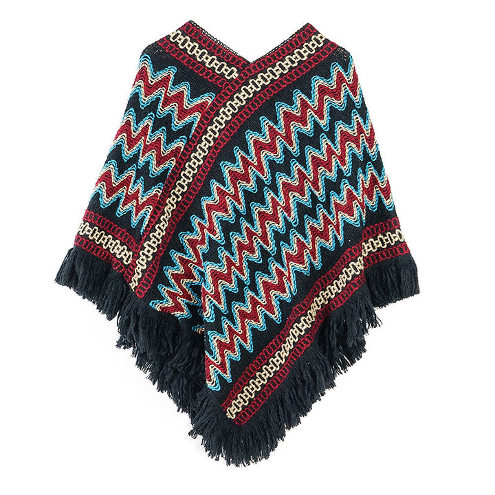 Buddha Stones, jersey de punto a rayas con borlas, bufanda de viaje acogedora para invierno