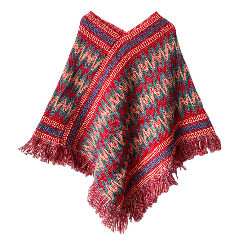 Buddha Stones, jersey de punto a rayas con borlas, bufanda de viaje acogedora para invierno