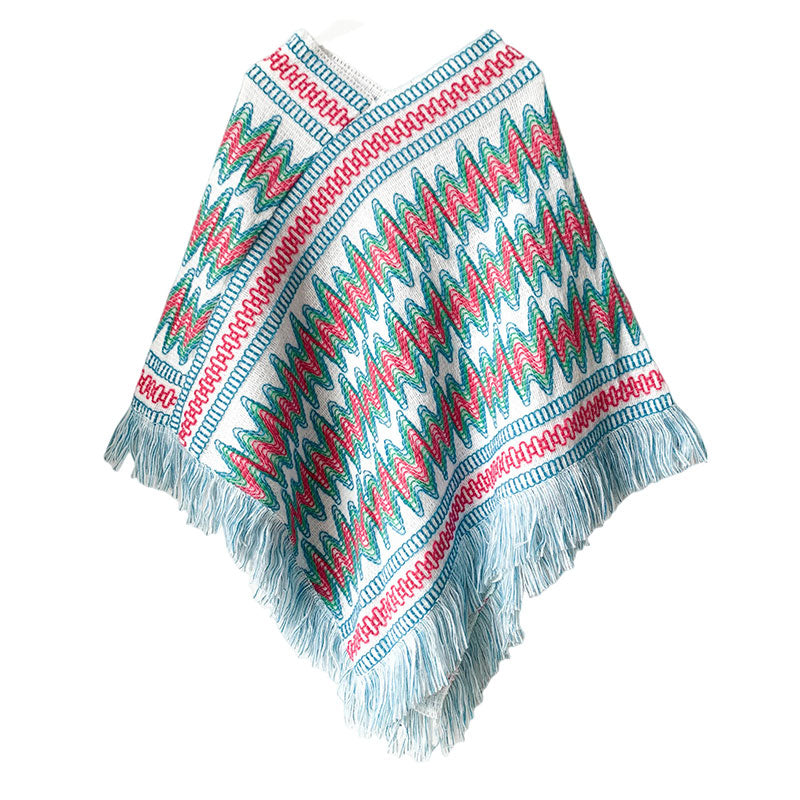 Buddha Stones, jersey de punto a rayas con borlas, bufanda de viaje acogedora para invierno