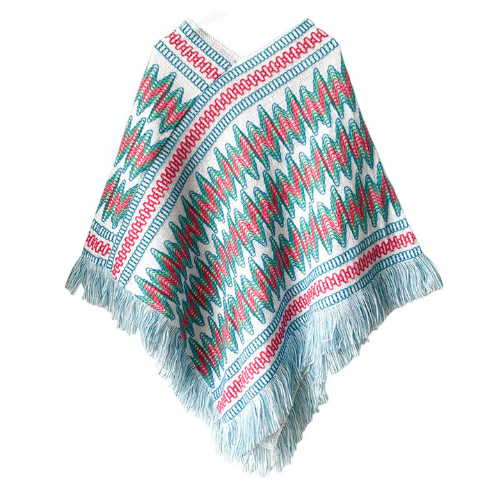 Buddha Stones, jersey de punto a rayas con borlas, bufanda de viaje acogedora para invierno
