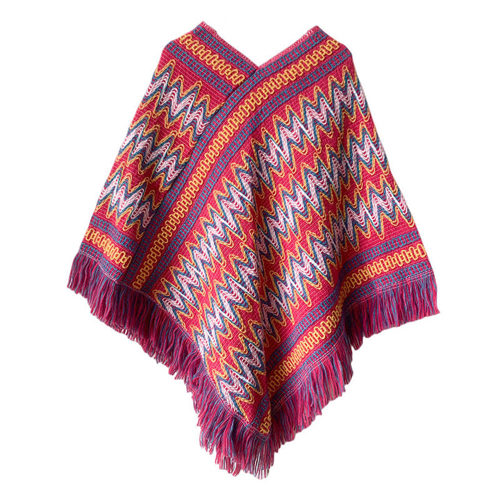 Buddha Stones, jersey de punto a rayas con borlas, bufanda de viaje acogedora para invierno