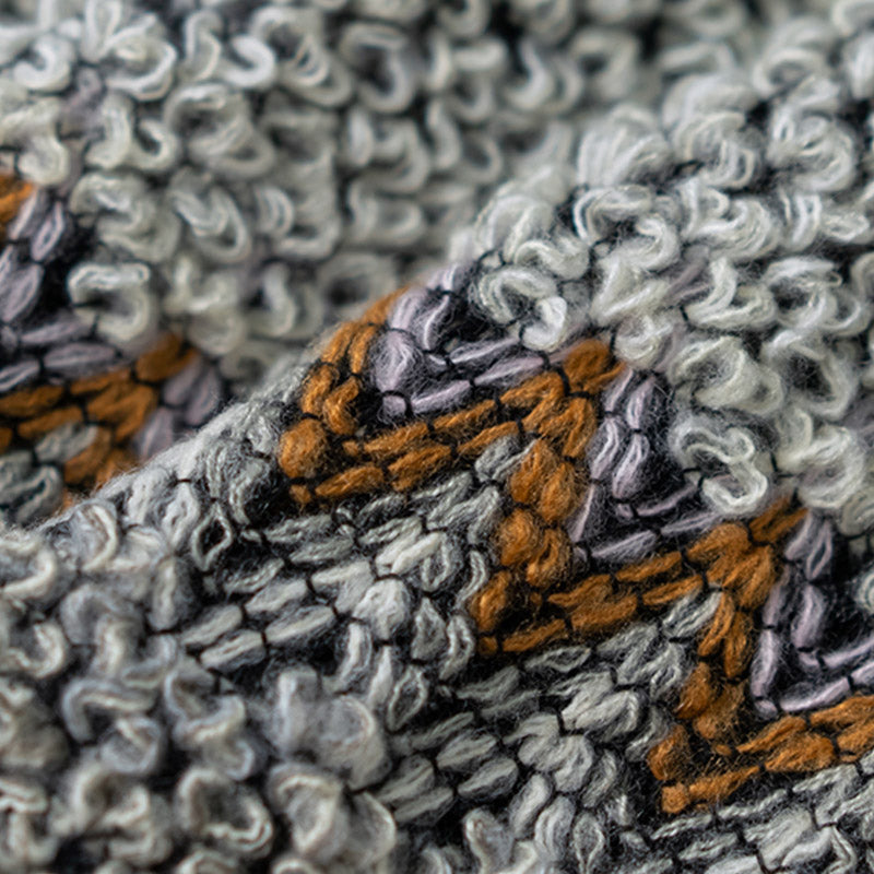 Mantón tibetano de piedras de Buddha Stones, bufanda de viaje acogedora para invierno con borlas de punto a rayas grises y marrones - image 11