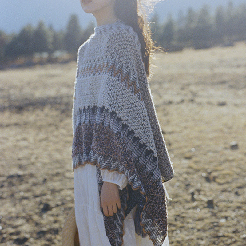 Mantón tibetano de piedras de Buddha Stones, bufanda de viaje acogedora para invierno con borlas de punto a rayas grises y marrones - image 6