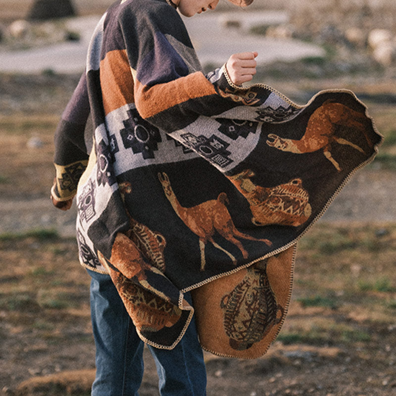 Buddha Stones chal tibetano ciervo jarrón formas geométricas invierno acogedor viaje bufanda abrigo - image 3