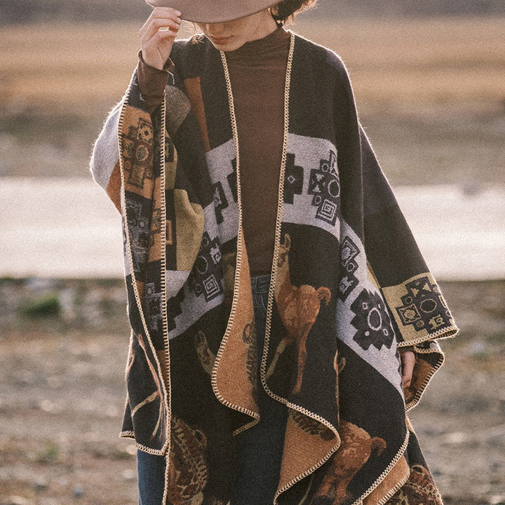 Buddha Stones chal tibetano ciervo jarrón formas geométricas invierno acogedor viaje bufanda abrigo - image 1