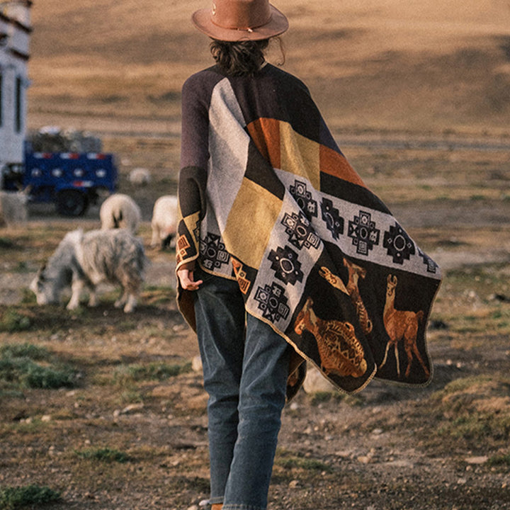 Buddha Stones chal tibetano ciervo jarrón formas geométricas invierno acogedor viaje bufanda abrigo - image 13