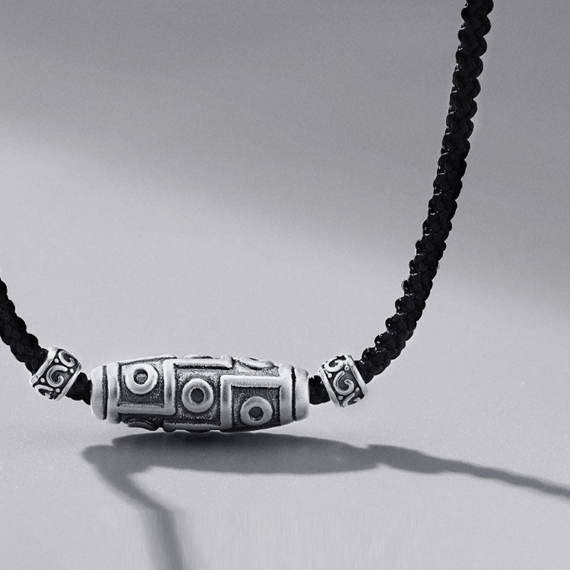 Collar con colgante de cuerda de protección con diseño de cuentas Dzi de nueve ojos de plata de ley 999 con Buddha Stones - image 7