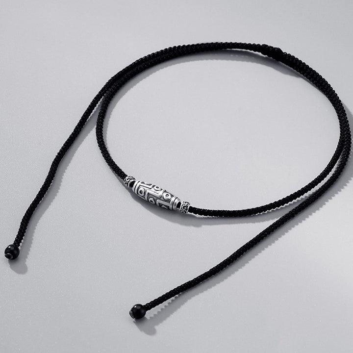 Collar con colgante de cuerda de protección con diseño de cuentas Dzi de nueve ojos de plata de ley 999 con Buddha Stones - image 9
