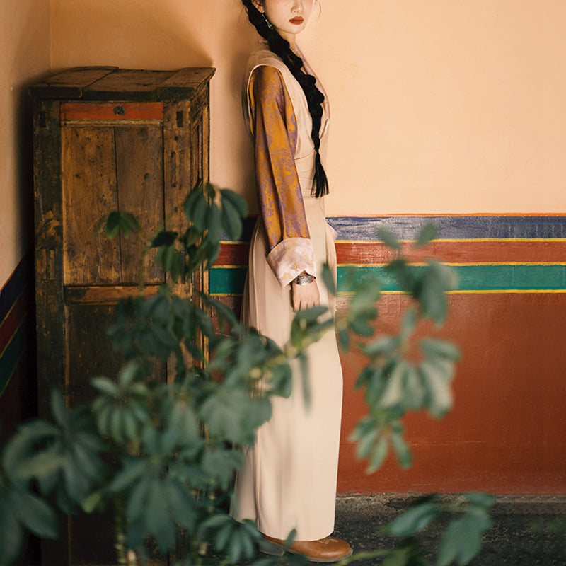 Vestido tibetano con Buddha Stones, vestido con mariposas de Lhasa, ropa Hanfu mejorada para mujer.