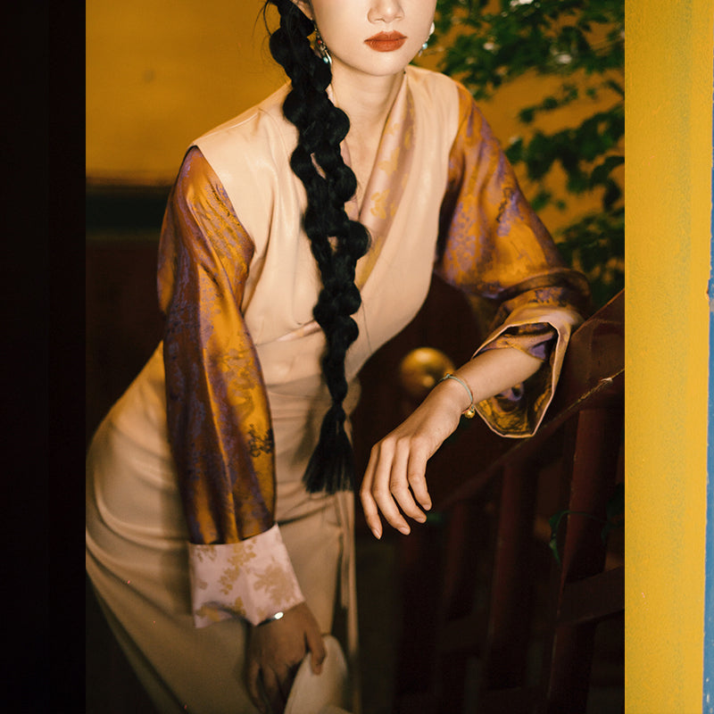 Vestido tibetano con Buddha Stones, vestido con mariposas de Lhasa, ropa Hanfu mejorada para mujer.