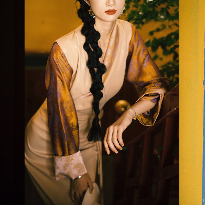 Vestido tibetano con Buddha Stones, vestido con mariposas de Lhasa, ropa Hanfu mejorada para mujer.