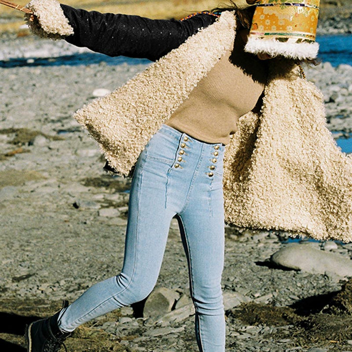 Ropa tibetana de Buddha Stones Lhasa, Top con forro polar, ropa de invierno para mujer - image 7