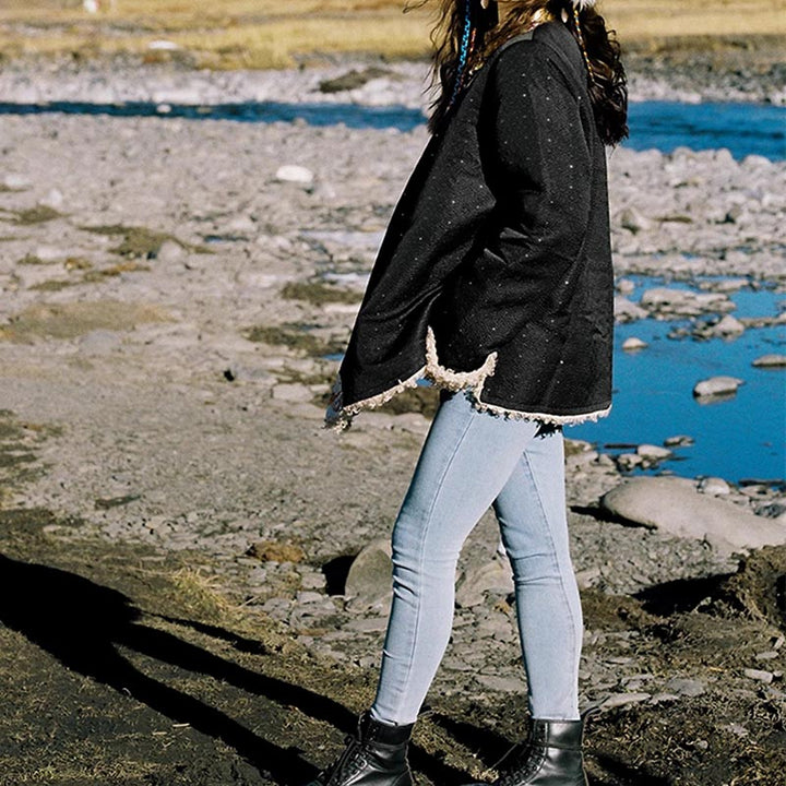 Ropa tibetana de Buddha Stones Lhasa, Top con forro polar, ropa de invierno para mujer - image 9