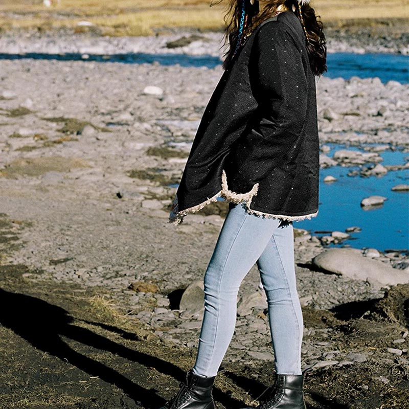 Ropa tibetana de Buddha Stones Lhasa, Top con forro polar, ropa de invierno para mujer - image 9