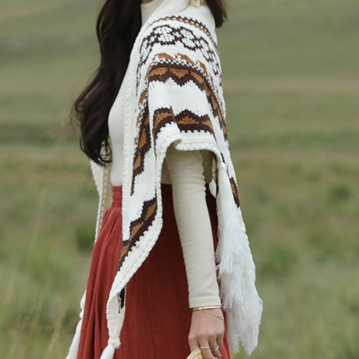 Mantón triangular tibetano con Buddha Stones, borlas a rayas, bufanda de viaje acogedora para invierno - image 8