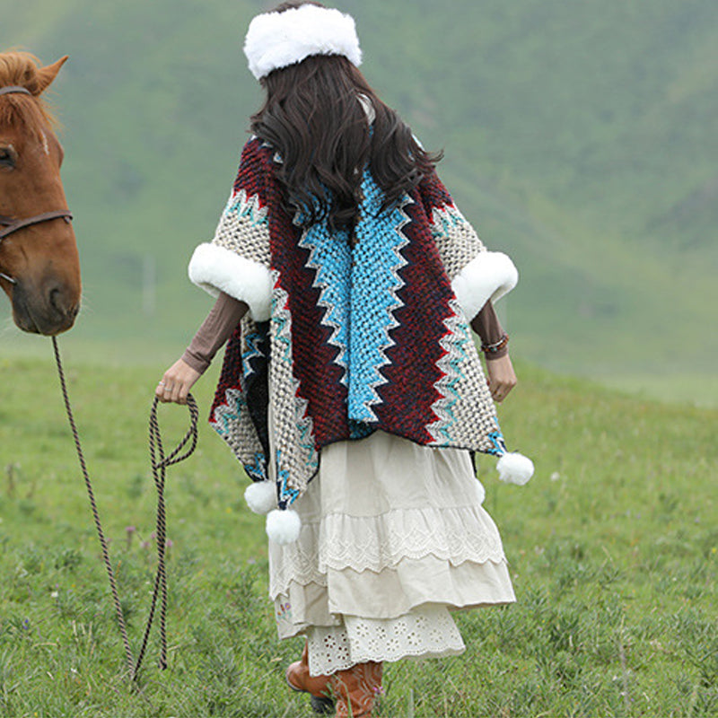 Buddha Stones tibetana multicolor líneas onduladas de punto a rayas chal abrigo invierno acogedor viaje bufanda abrigo - image 13