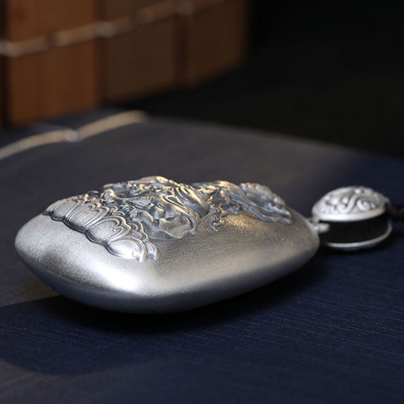 Collar con colgante de plata de ley 999 con Buddha Stones del zodíaco chino, corazón de Buda natal, Sutra grabado - image 7