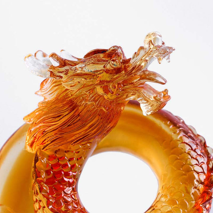 Buddha Stones Año del Dragón Zodíaco Chino Hecho a Mano Dragón Amarillo Liuli Pieza de Arte de Cristal Protección decoración de la Oficina del hogar - image 6