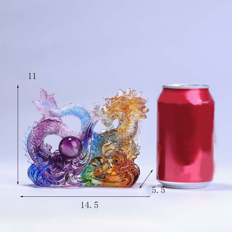 Buddha Stones Año del Dragón Dragón hecho a mano jugando con lingote de perlas Liuli pieza de arte de cristal protección decoración de la Oficina del hogar - image 6