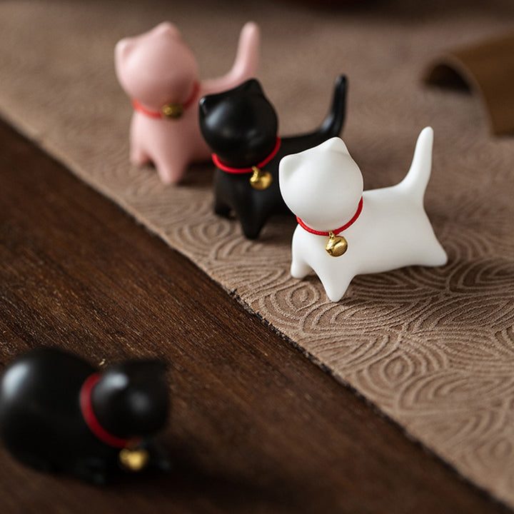 Buddha Stones Mini pequeño gato lindo té mascota cerámica hogar escritorio estatuilla decoración - image 14