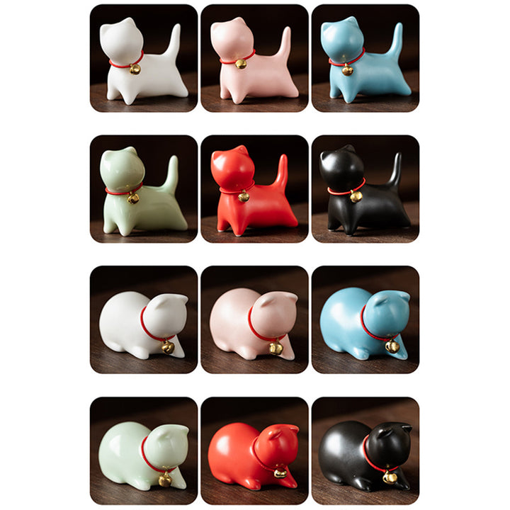 Buddha Stones Mini pequeño gato lindo té mascota cerámica hogar escritorio estatuilla decoración - image 25