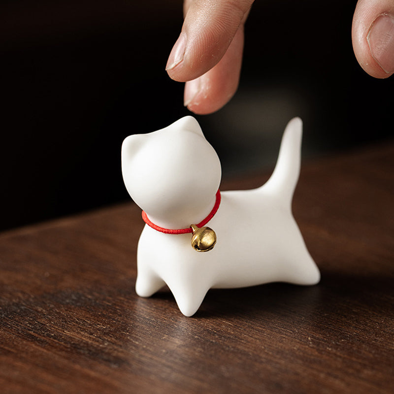 Buddha Stones Mini pequeño gato lindo té mascota cerámica hogar escritorio estatuilla decoración - image 5