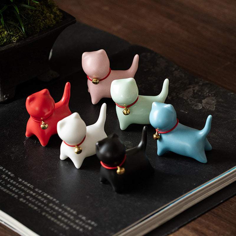 Buddha Stones Mini pequeño gato lindo té mascota cerámica hogar escritorio estatuilla decoración - image 13