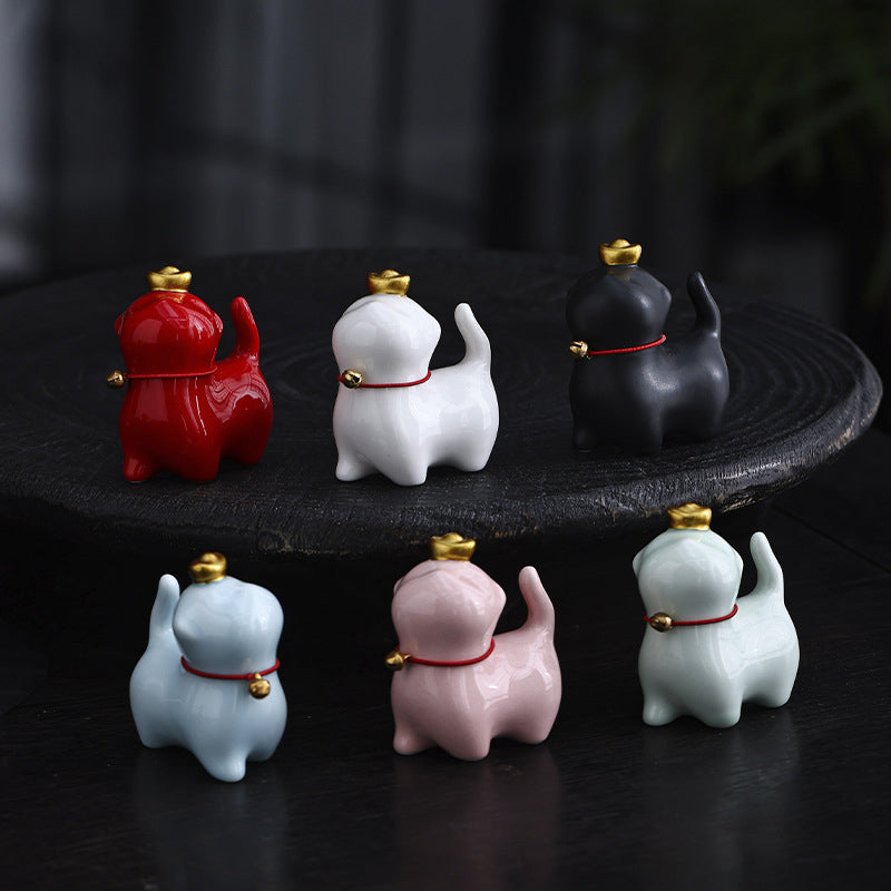 Buddha Stones, Mini lingote de gato de la suerte, té, mascota, cerámica, decoración de escritorio para el hogar - image 1