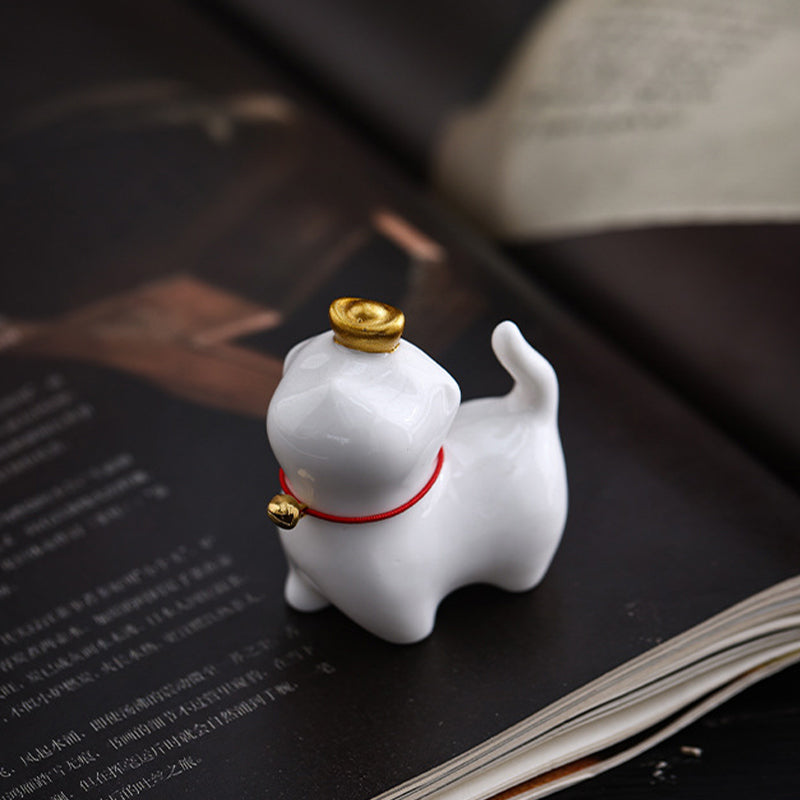 Buddha Stones, Mini lingote de gato de la suerte, té, mascota, cerámica, decoración de escritorio para el hogar - image 7