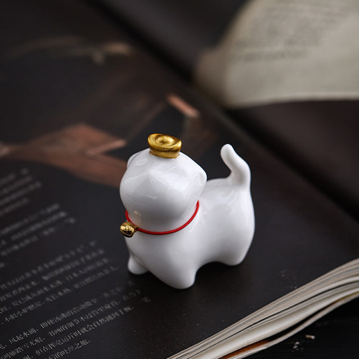 Buddha Stones, Mini lingote de gato de la suerte, té, mascota, cerámica, decoración de escritorio para el hogar - image 7