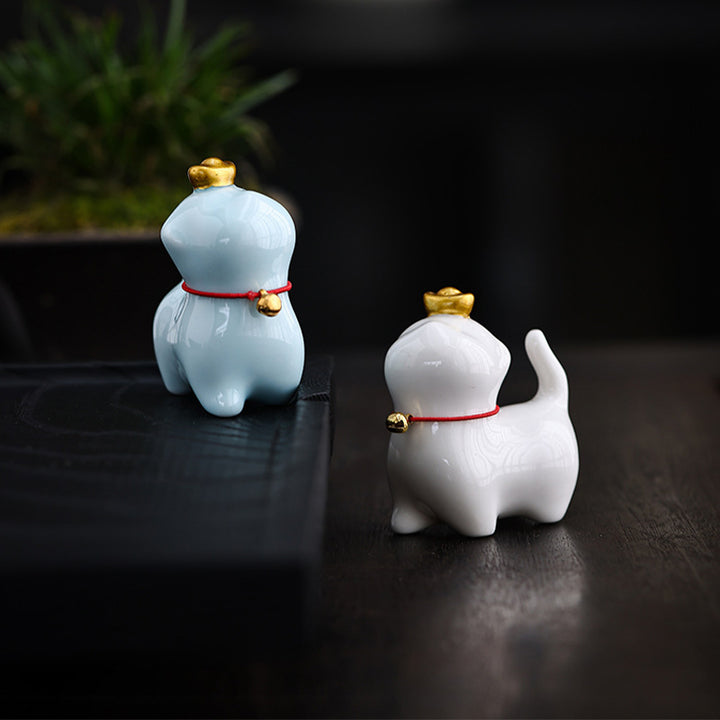Buddha Stones, Mini lingote de gato de la suerte, té, mascota, cerámica, decoración de escritorio para el hogar - image 14