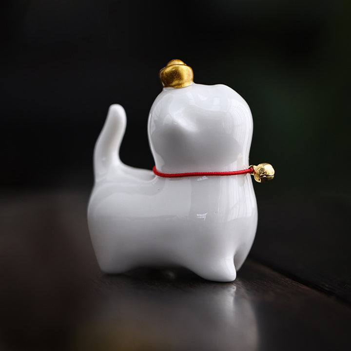 Buddha Stones, Mini lingote de gato de la suerte, té, mascota, cerámica, decoración de escritorio para el hogar - image 6