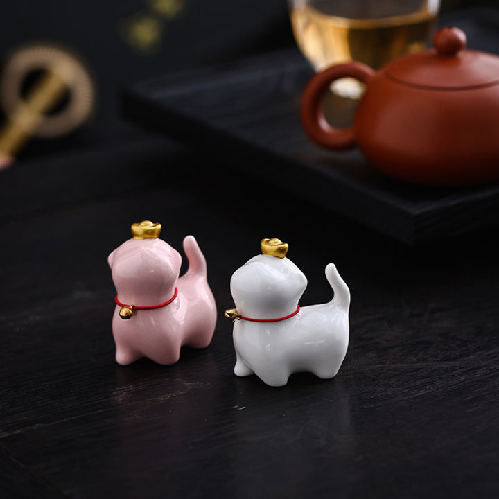 Buddha Stones, Mini lingote de gato de la suerte, té, mascota, cerámica, decoración de escritorio para el hogar - image 10