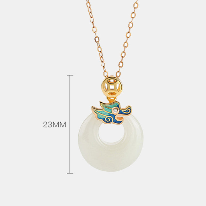 Buddha Stones, Plata de Ley 925 chapada en oro, Año del Dragón, Jade hetiano, hebilla de la paz, moneda de cobre, colgante de collar de abundancia - image 6