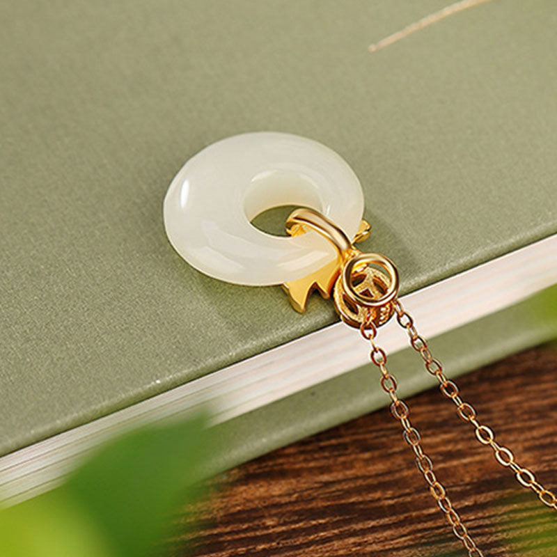 Buddha Stones, Plata de Ley 925 chapada en oro, Año del Dragón, Jade hetiano, hebilla de la paz, moneda de cobre, colgante de collar de abundancia - image 3