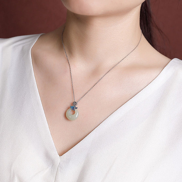 Buddha Stones, Plata de Ley 925 chapada en oro, Año del Dragón, Jade hetiano, hebilla de la paz, moneda de cobre, colgante de collar de abundancia - image 10