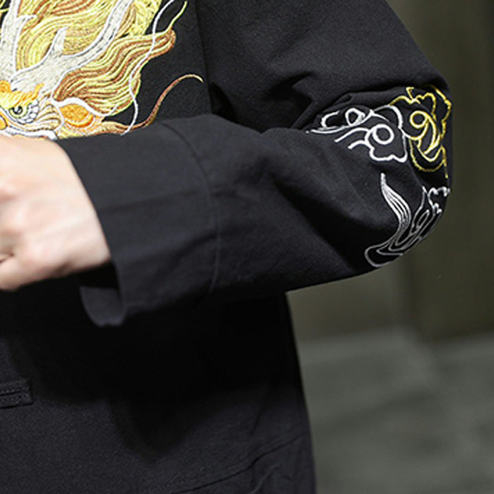 Ropa de bordado de nubes propicias de dragón de Buddha Stones , chaqueta de traje chino, ropa para hombres - image 6