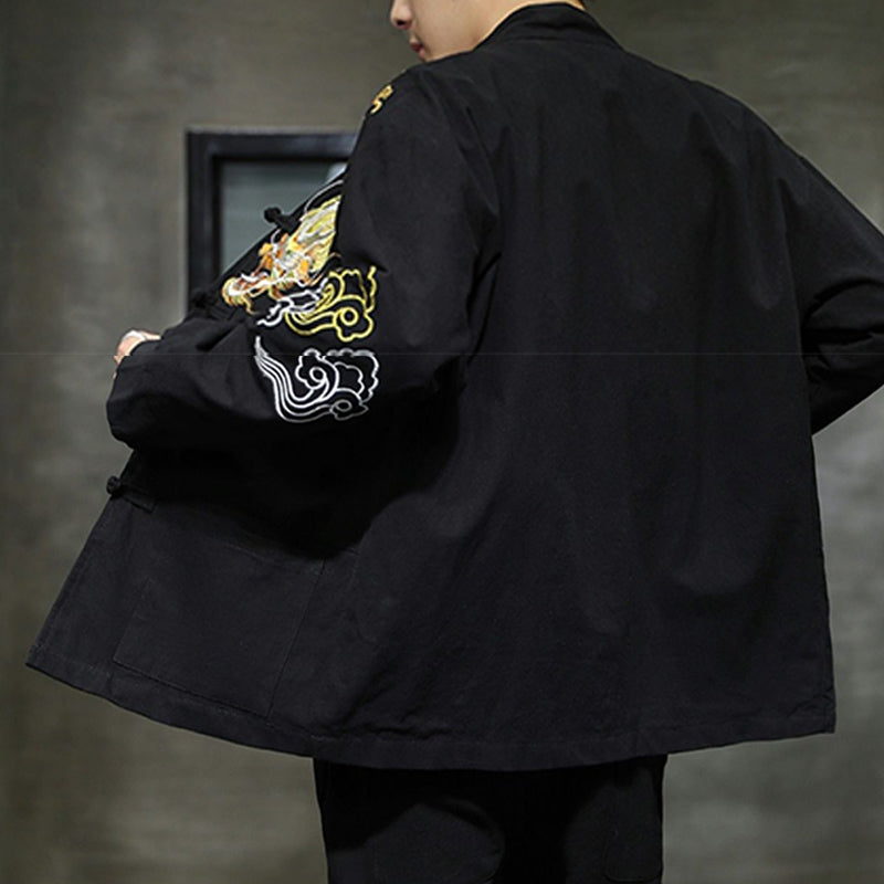 Ropa de bordado de nubes propicias de dragón de Buddha Stones , chaqueta de traje chino, ropa para hombres - image 3