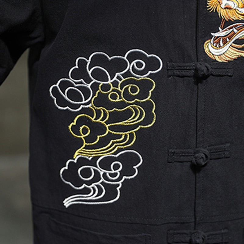 Ropa de bordado de nubes propicias de dragón de Buddha Stones , chaqueta de traje chino, ropa para hombres - image 4
