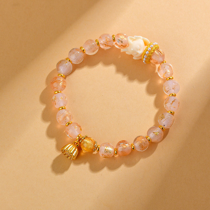 Pulsera con cuentas de cristal de liuli, incienso tibetano , Buddha Stones y amuleto de loto y zorro de nueve colas de la suerte