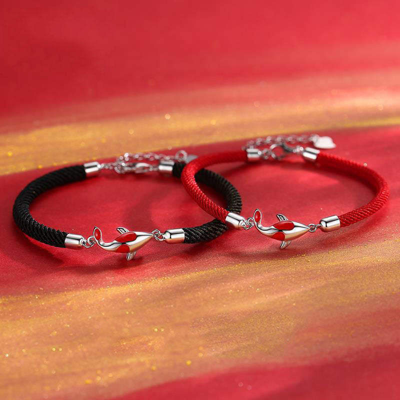 Pulsera de pareja con cadena trenzada de la suerte y la riqueza de los peces Koi con Buddha Stones - image 5