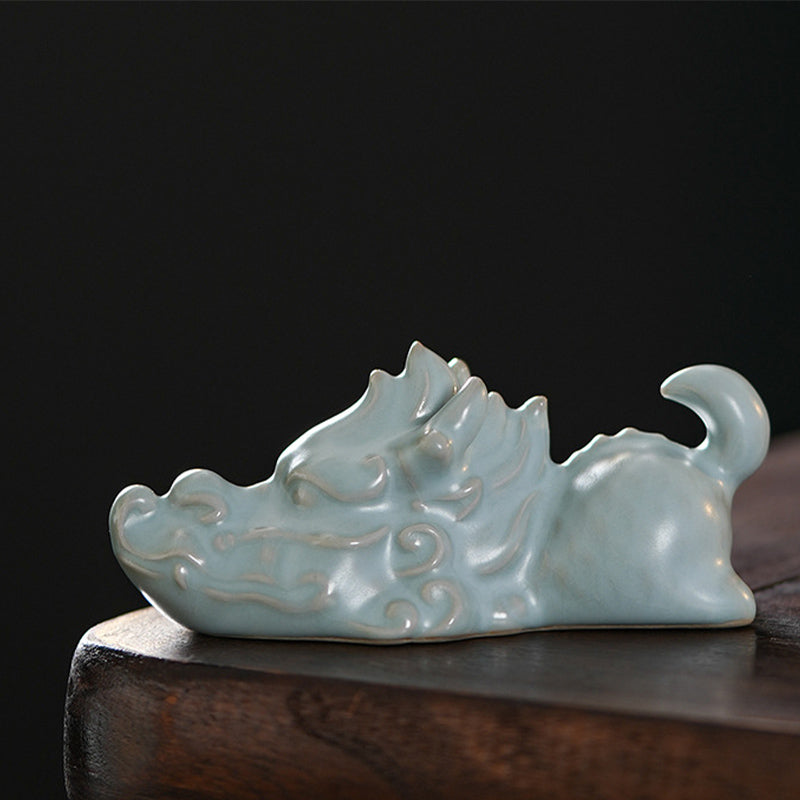Buddha Stones Año del Dragón Suerte Cerámica Té Mascota Hogar Estatuilla Decoración - Mascota de té de un dragón 10,2 x 4,5 cm - image 4