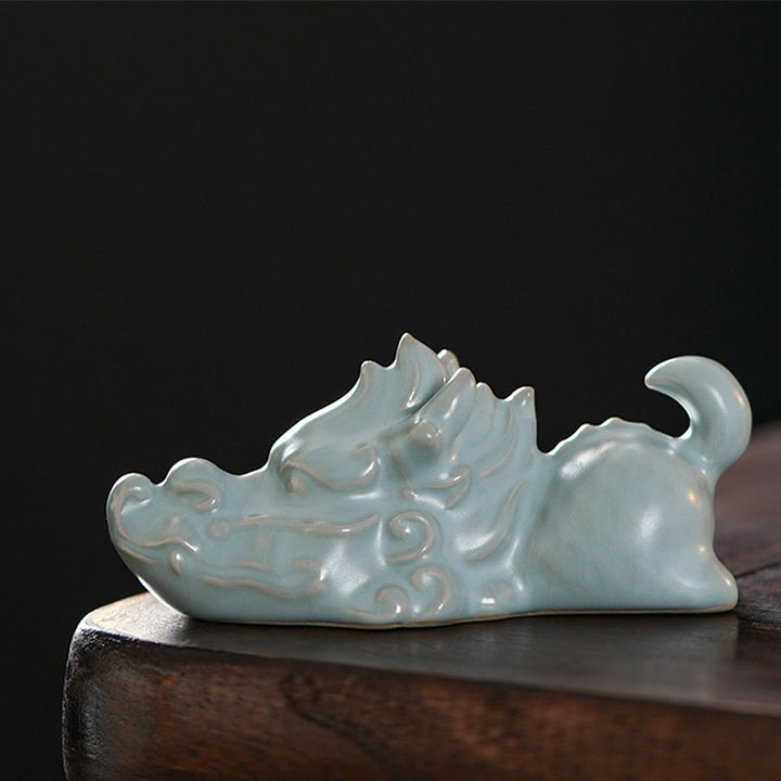 Buddha Stones Año del Dragón Suerte Cerámica Té Mascota Hogar Estatuilla Decoración - Mascota de té de un dragón 10,2 x 4,5 cm - image 4